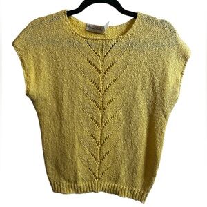 Vintage Marisa Christina Pointelle Knit Sweater Top Yellow Women’s Medium (M)